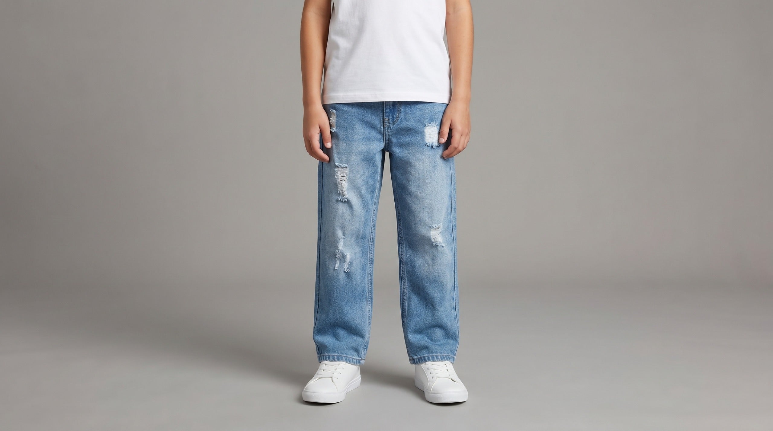 Blueurban Boys Relaxed Fit Heavy Distressed Light Blue Jeans