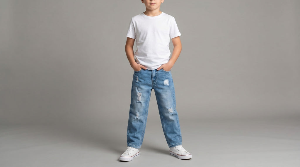 Blueurban Boys Relaxed Fit Heavy Distressed Light Blue Jeans