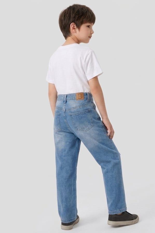 Blueurban Boys Relaxed Fit Heavy Distressed Light Blue Jeans